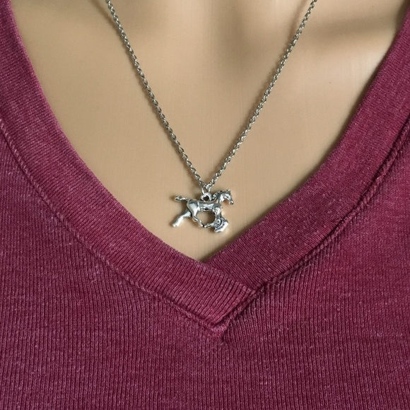 🐴 Horse Pony Necklace Tibetan Silver charm Stainless Steel chain 🐎 4for$20 - Picture 4 of 7